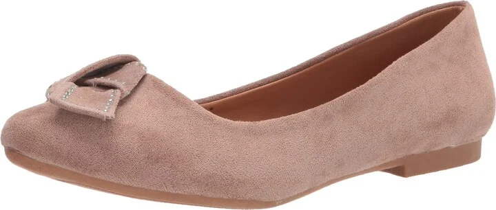 YOKI-GENEVA-47 Women's Suede Ballet Flat with Bow Ribbon Design