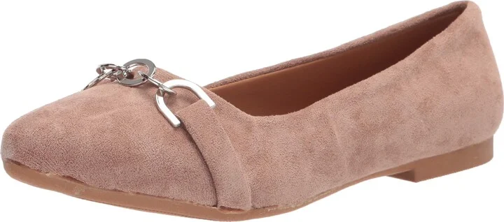 YOKI-GENEVA-90 Women's Suede Ballet Flat with Chain Strap