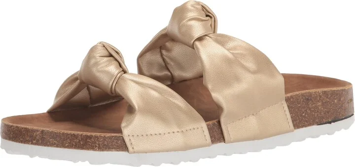 YOKI-GIAN-183 Women's Cork Flat Open Toe Sandal With Knotted Double Strap