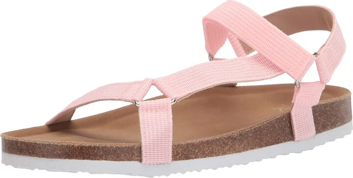 YOKI-GIAN-26 Women's Cork Flat Sandal With Strappy Velcro Upper