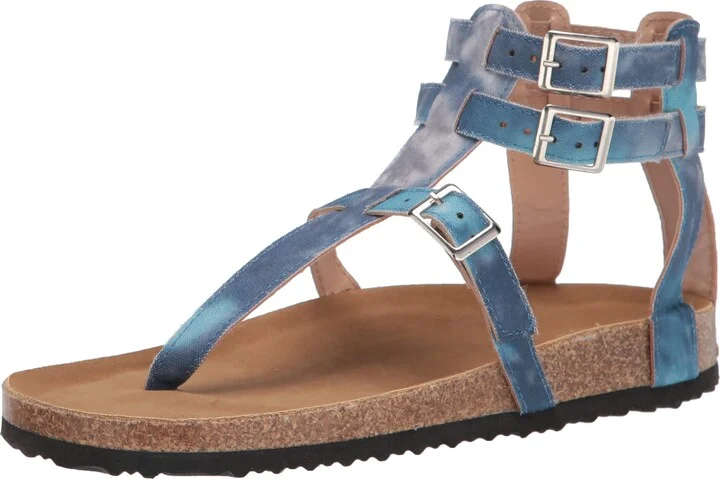 YOKI-GIAN-279 Women's Cork Flat Sandal With Triple Buckle Closure And Caged Back Design