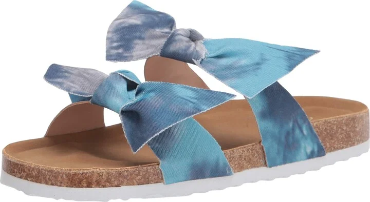 YOKI-GIAN-281 Women's Cork Flat Sandal With Double Knot Bow Slip On Sandal