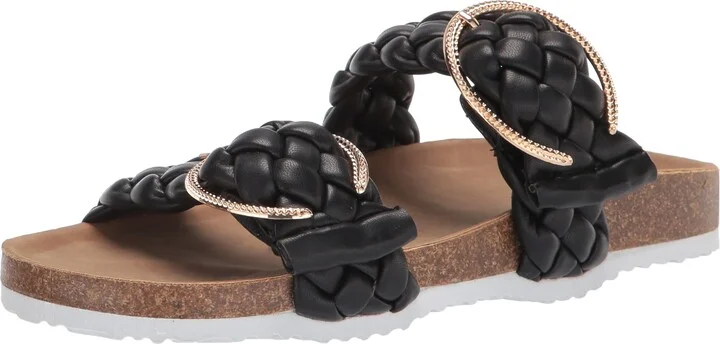 YOKI-GIAN-58 Women's Cork Flat Sandal With Braided Upper Buckle Straps