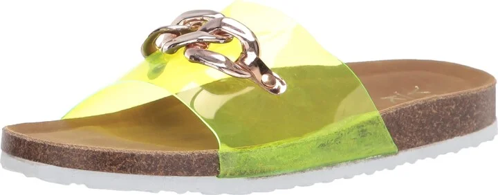 YOKI-GIAN-72 Women's Cork Flat Sandal With Lucite Upper Strap