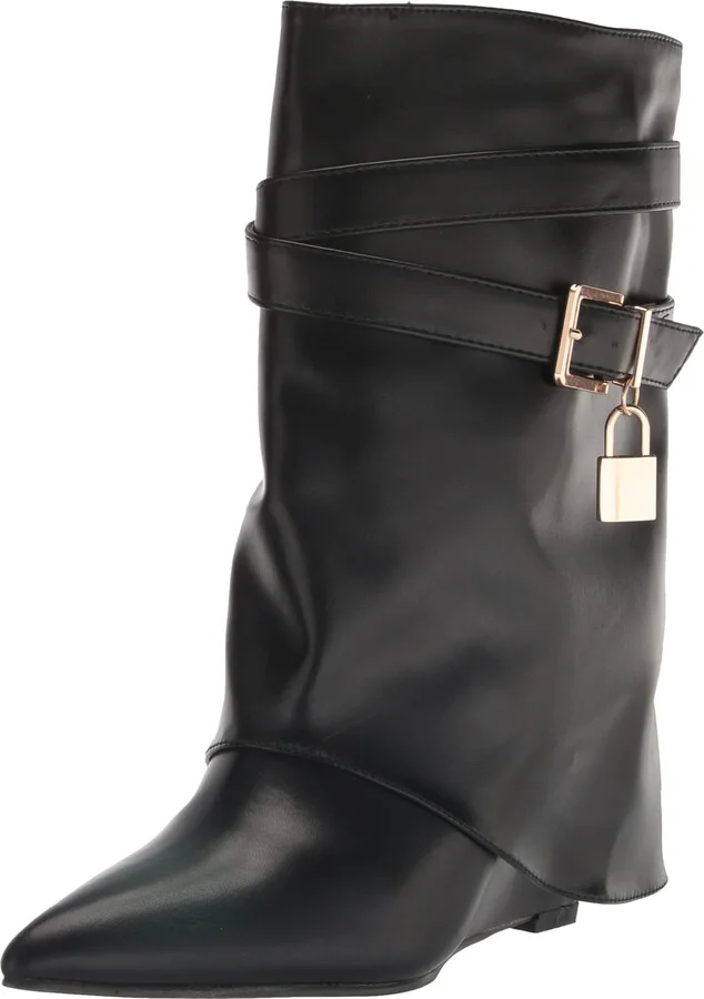 YOKI-HARZEN Women's High Wedge Boot With Lock Charm