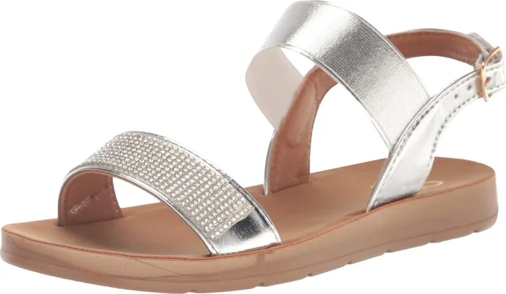 YOKI-IRA Women's Flat Open Toe Sandals With Rhinestone Studding