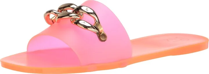 YOKI-LILIAN-02 Women's Flat Jelly Open Toe Sandal With Chain Upper