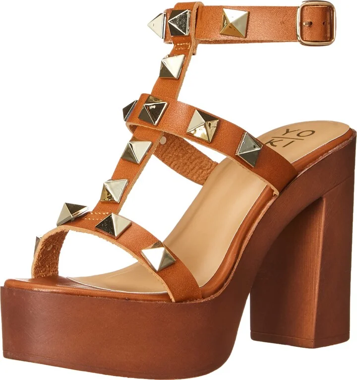 YOKI-LOUISE-34 Women's Open Toe Wooden Heel Wedge