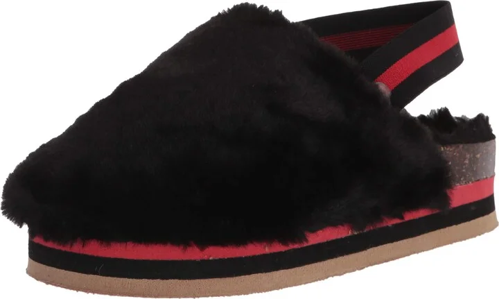 YOKI-MAISON Women's Open Back Furry Platform Sandals