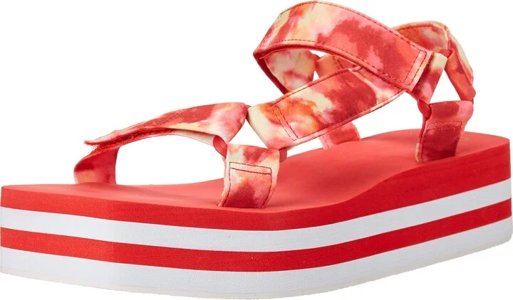 YOKI-NEYO Women's Open Toe Platform Sandal With Multi Color Neon Velcro Straps