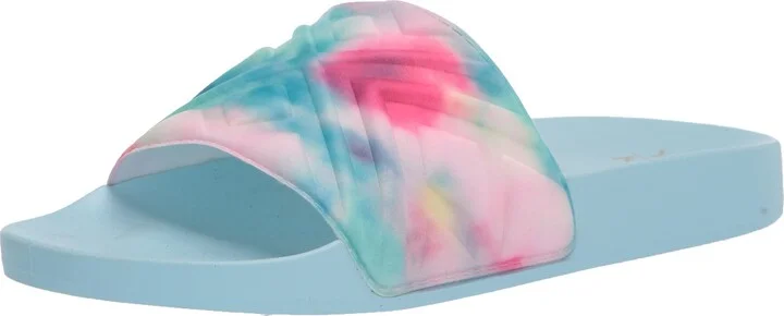 YOKI-RIRI-41 Women's Slide With Tie Dye Print And Embossed Shaping On Upper Strap