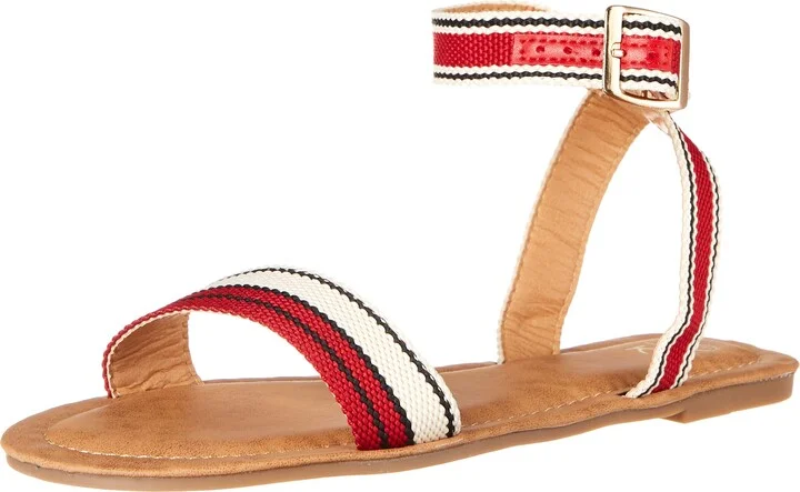 YOKI-RONA Open Toe Flat Sandal With Synthetic Multi Color Upper Straps