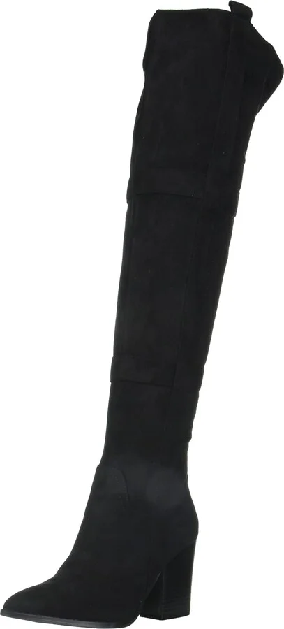 YOKI SPADE-30 Women's Over-The-Knee Faux Suede Bootie With Pull Tabs and Thick Side Seam