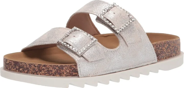 YOKI-VIA-16 Women's Flat Cork Slip On Sandal With Double Buckle Strap