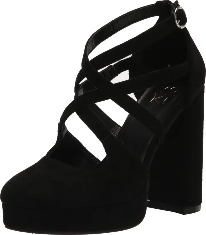 YOKI Women's Faux Suede Platform Cross Band Caged Block Heel Dressy Sandals