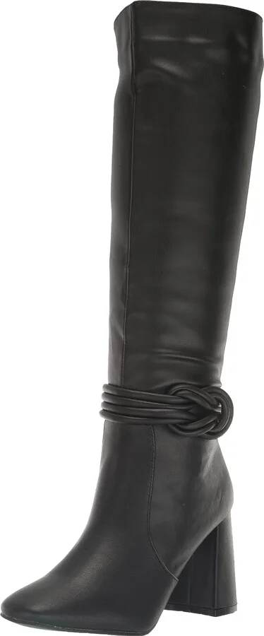 YOKI Women's Knotted Quilt In Angled Heel Tall knee high boots