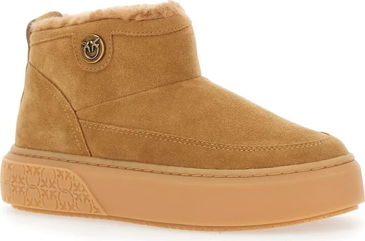 'yoko' Beige Ankle Boots With Love Birds Diamond Cut Patch And Fur Lining In Suede Woman - Image 2