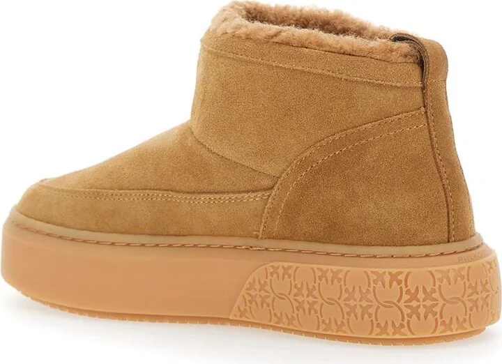 'Yoko' Beige Ankle Boots With Love Birds Diamond Cut Patch And Fur Lining In Suede Woman - Image 3