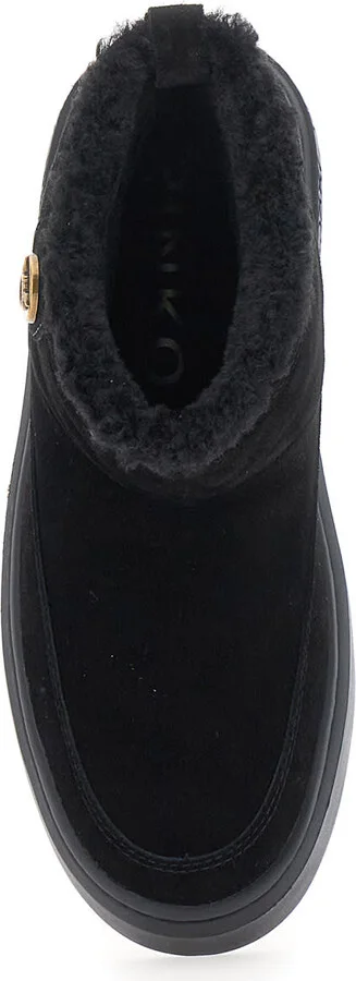 'yoko' Black Ankle Boots With Love Birds Diamond Cut Patch And Fur Lining In Suede Woman - Image 4