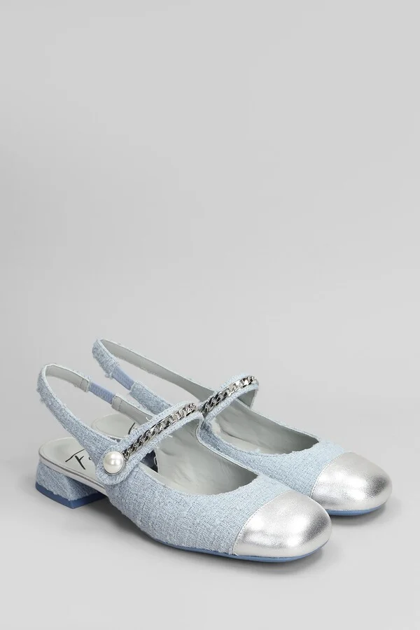 Yolanda Ballet Flats In Cyan Fabric - Image 2