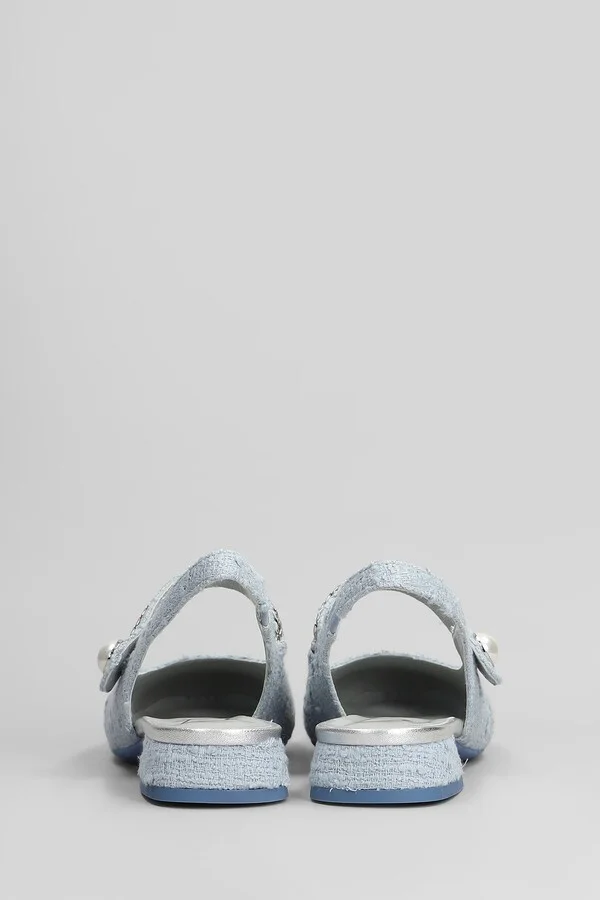Yolanda Ballet Flats In Cyan Fabric - Image 4