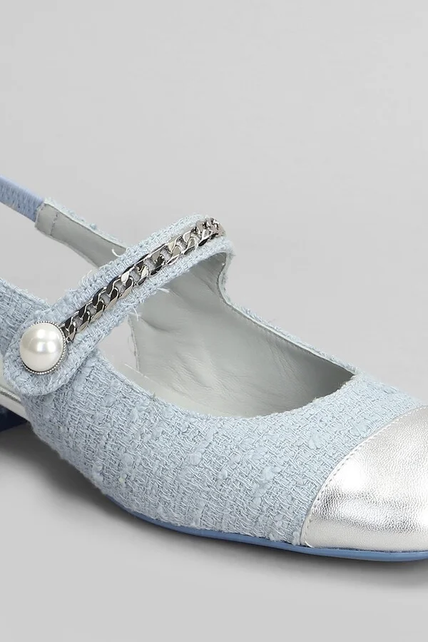 Yolanda Ballet Flats In Cyan Fabric - Image 5