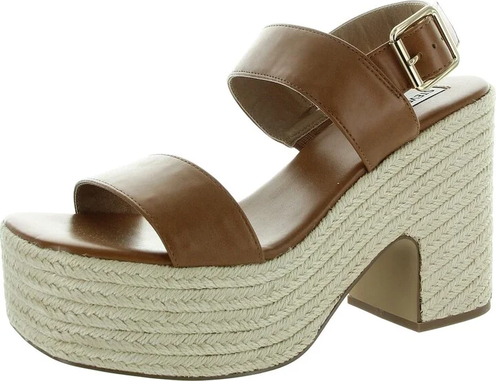 York Womens Woven Faux Leather Platform Sandals