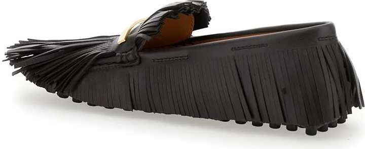 'yorky' Brown Loafers With Fringes In Leather Woman - Image 3