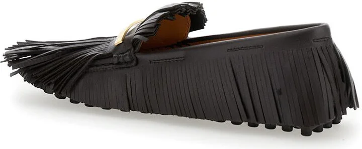'Yorky' Brown Loafers With Fringes In Leather Woman - Image 3