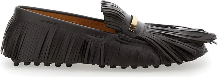 'Yorky' Brown Loafers With Fringes In Leather Woman