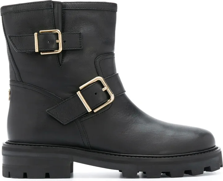 Youth buckle biker boots