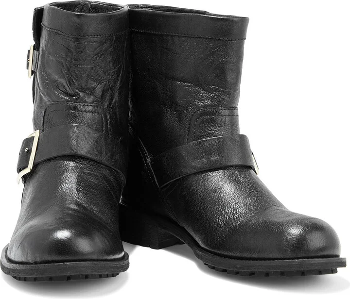 Youth buckled crinkled-leather ankle boots - Image 2