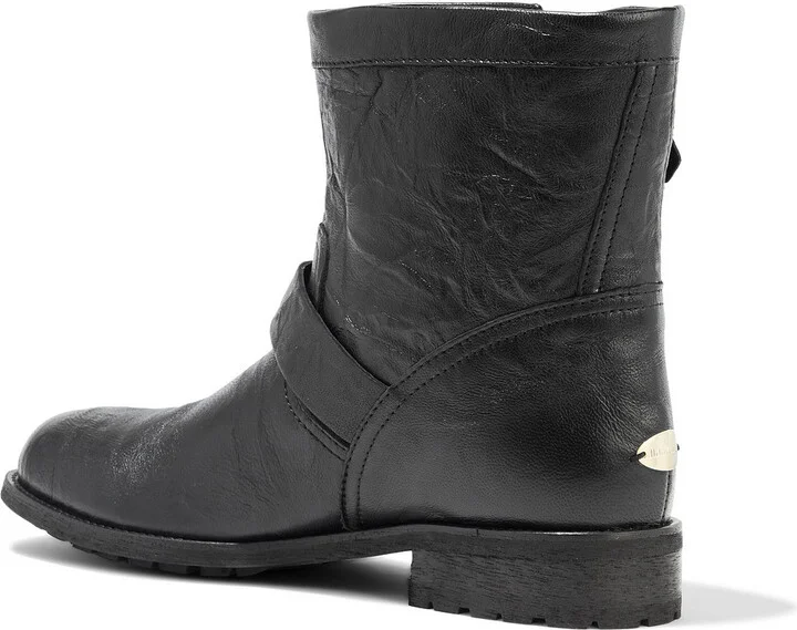 Youth buckled crinkled-leather ankle boots - Image 3