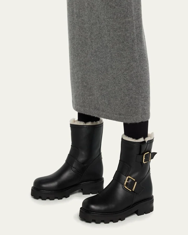 Youth II Shearling Biker Booties - Image 2