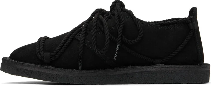 Y's Black Nubuck Leather Random Rope Loafers - Image 3
