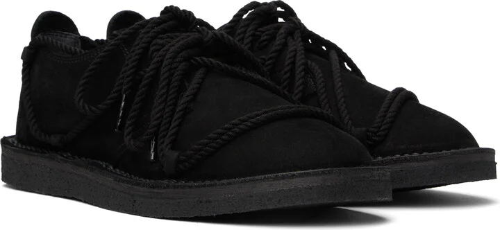 Y's Black Nubuck Leather Random Rope Loafers - Image 4