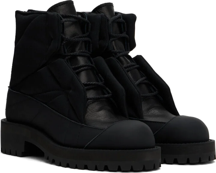 Y's Black Short Padded Boots - Image 4
