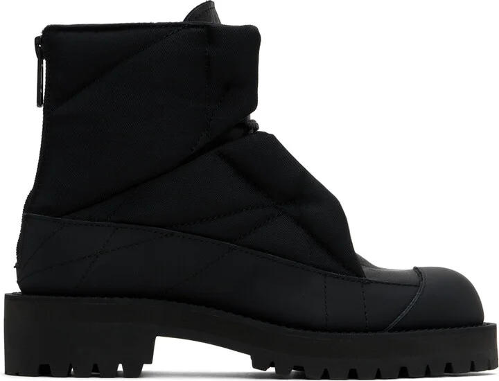 Y's Black Short Padded Boots