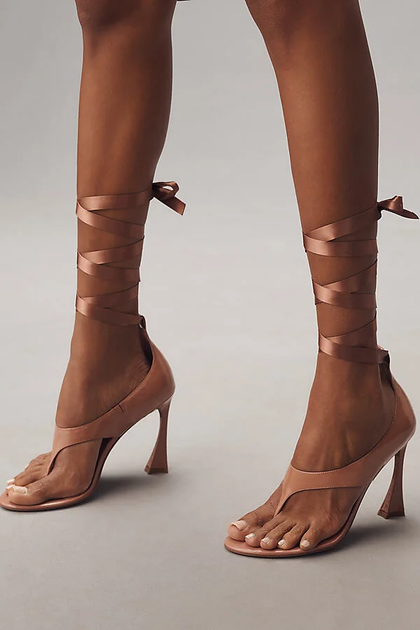 Ysabela-R Ankle-Wrap Sculted-Heel Thong Sandals - Image 2