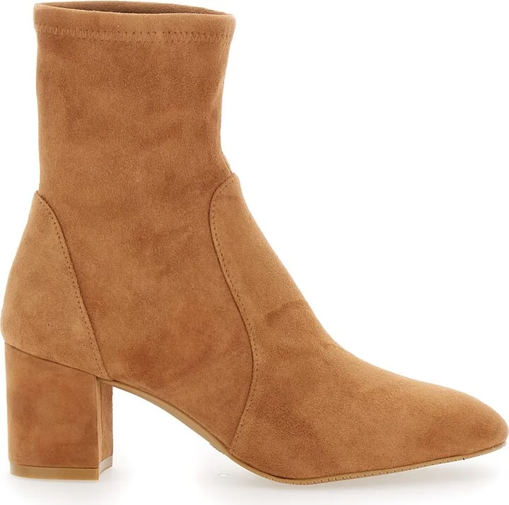 'yuliana' Beige Ankle Boots With Medium Block Heel In Ecoleather Woman