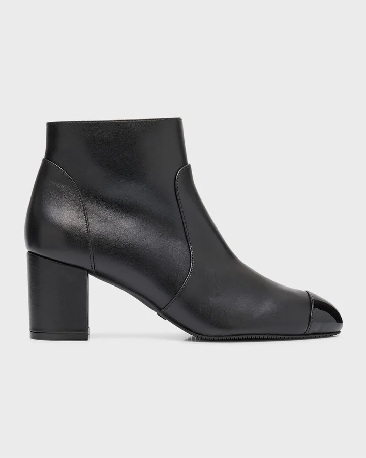 Yuliana Leather Cap-Toe Booties