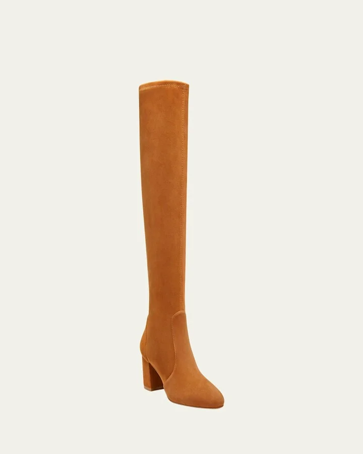Yuliana Stretch Suede Knee Boots - Image 2