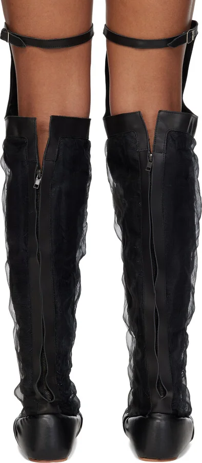 YUME YUME Black Sheer Ballerina Tall Boots - Image 2