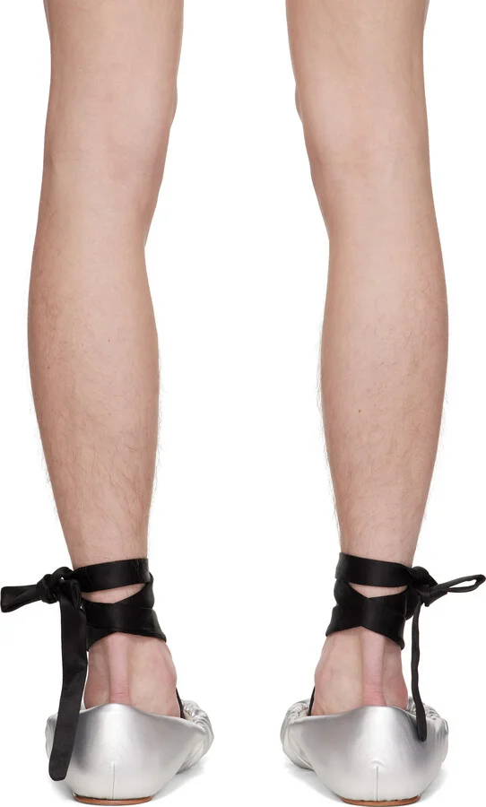 YUME YUME Silver Faux-Leather Ballerina Flats - Image 2