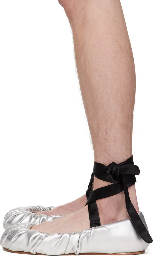YUME YUME Silver Faux-Leather Ballerina Flats - Image 3