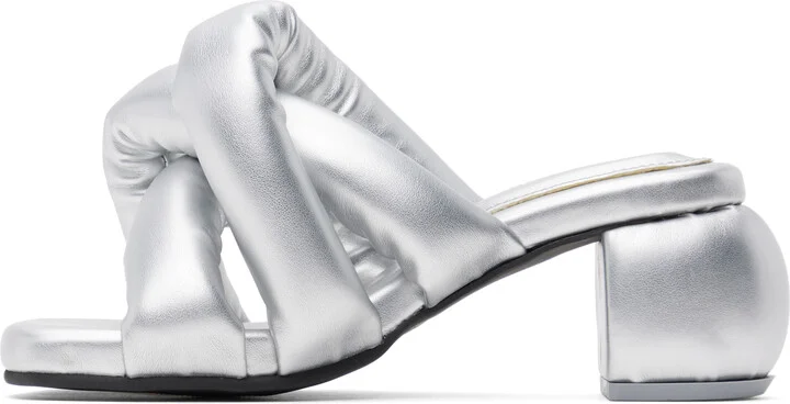 YUME YUME Silver Kitten Sausage Heeled Sandals - Image 3