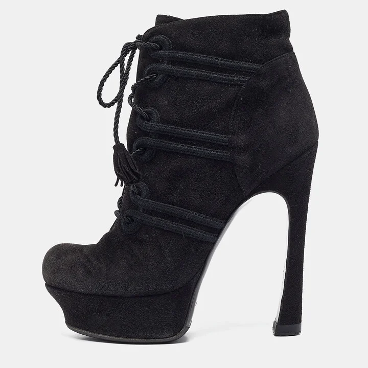 Yves Saint Laurent Black Ankle Length Boots Size 36.5