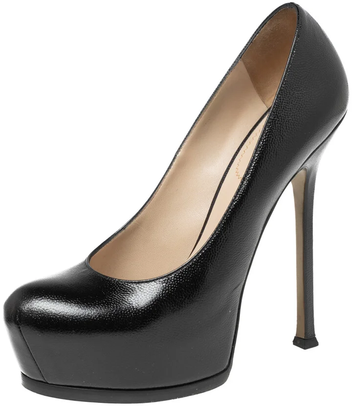Yves Saint Laurent Black Leather Tribtoo Platform Pumps Size 40