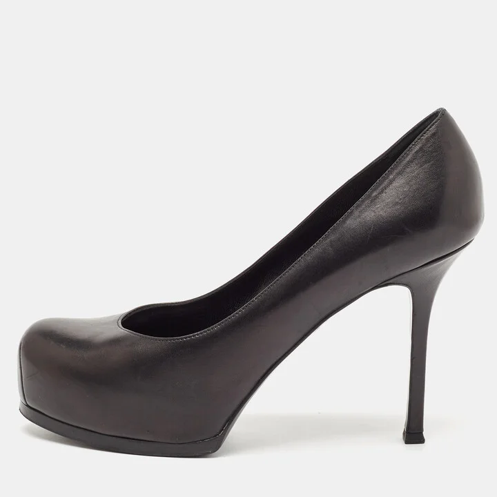 Yves Saint Laurent Black Leather Tribtoo Pumps Size 41