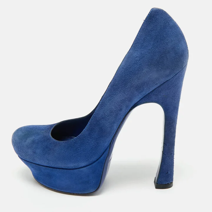 Yves Saint Laurent Blue Suede Platform Pumps Size 35